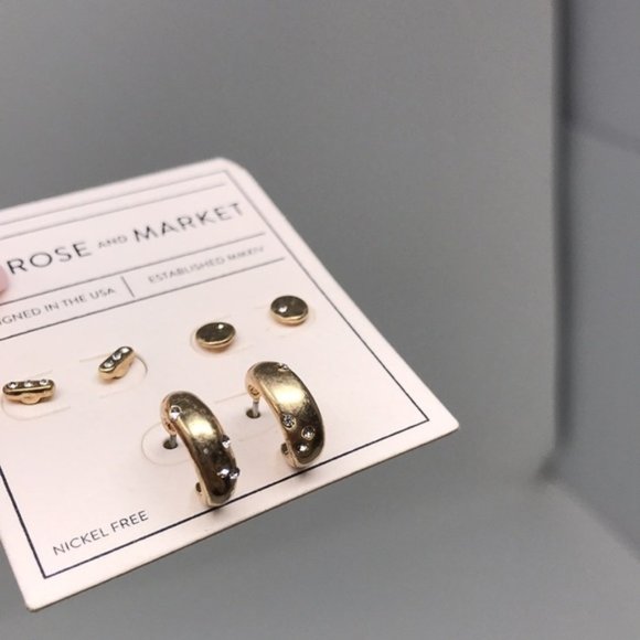 Melrose and Market Hoop & Stud Earrings Set of 3 Pairs - Picture 4 of 4